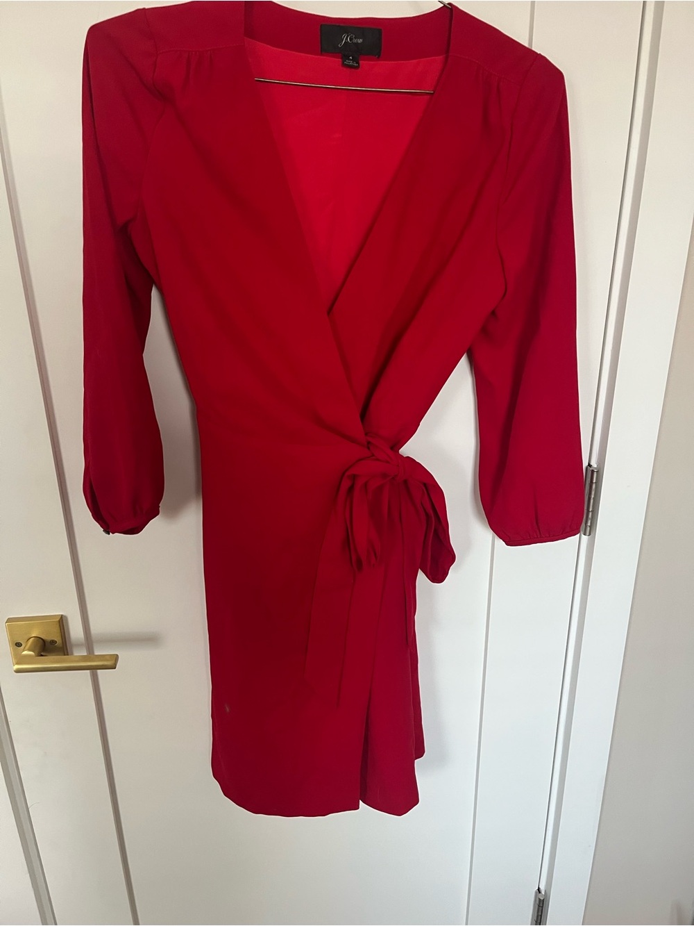 J. Crew Red Wrap Dress with Side Tie